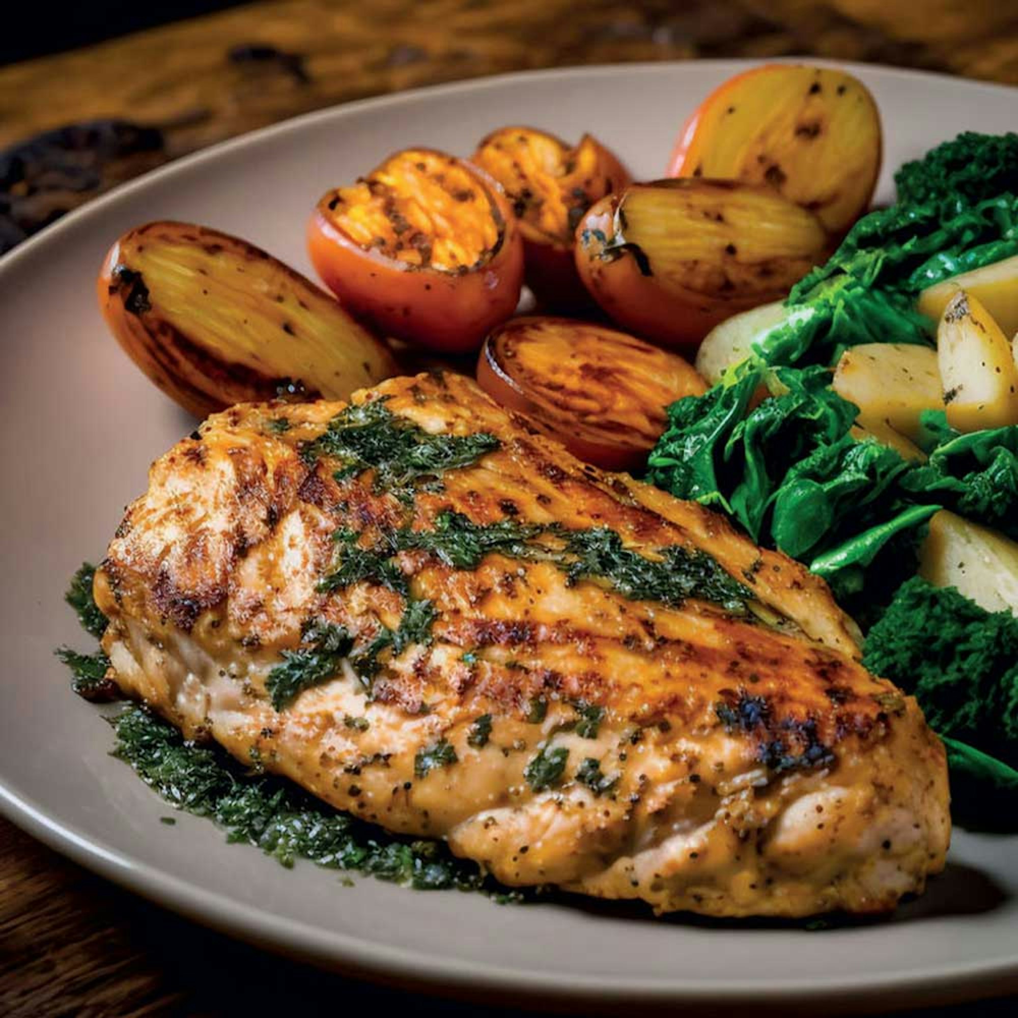 Contact Grill Crispy Skin Chicken Breast with Salsa Verde recipe | House blog